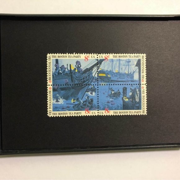 1973 Boston Tea Party 4x6 Framed Stamp Art Unused Vintage USA #FR1483. - Picture 2 of 6